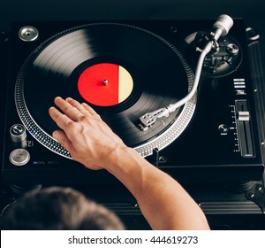 Turntable Scratch, Hand Of Dj On The Vinyl Record