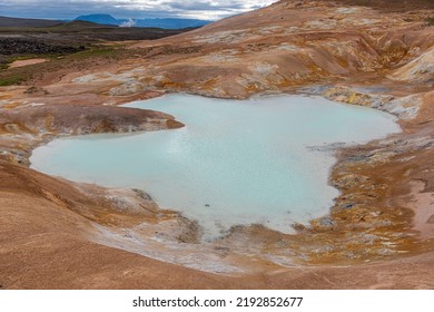 Turqoise Lake At Krafla Lava Fields On Iceland