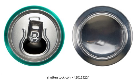 Turquoise Aluminium Open Can And Bottom Can.