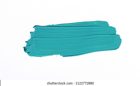 Turquoise Brush Stroke Isolated Over White Background