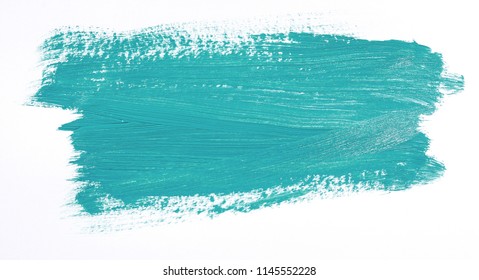 Turquoise Brush Stroke Isolated Over White Background