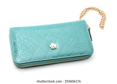 Turquoise Clutch Purse Isolated On A White