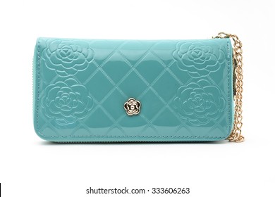 Turquoise Clutch Purse Isolated On A White