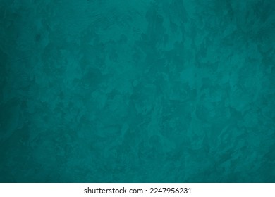 Turquoise decorative plaster Wall Background. Abstract green Stucco Texture With Copy Space for design. Beautiful Wallpaper