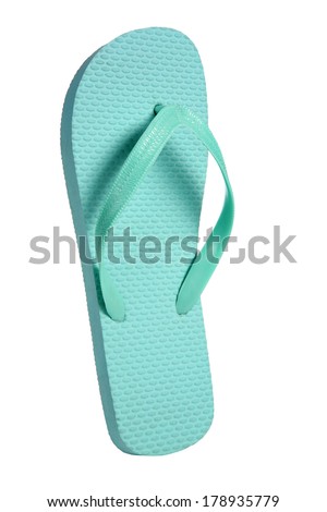 Turquoise flip flops / object photography in a studio of women's beach shoes - isolated on white background 