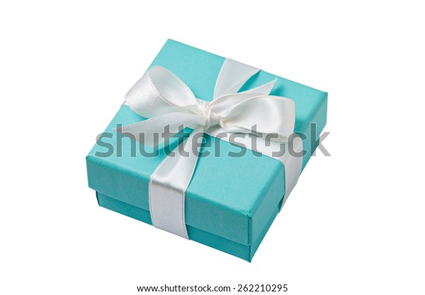 Turquoise Isolated Gift Box White Ribbon Stock Photo Edit Now