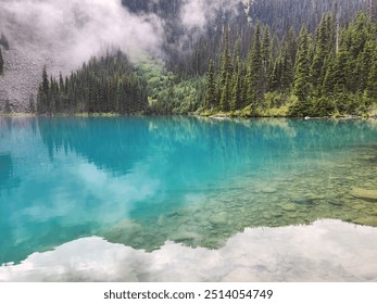 Turquoise Lake in Joffre on a cloudy day - Powered by Shutterstock