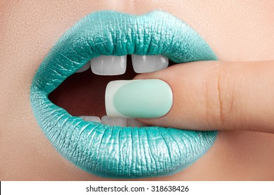 turquoise matte lipstick