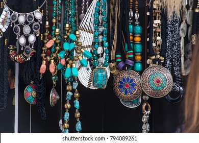 Turquoise Necklaces And Beaded Jewelry In Souvenir Shop