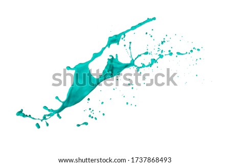 turquoise paint splash isolated on white background