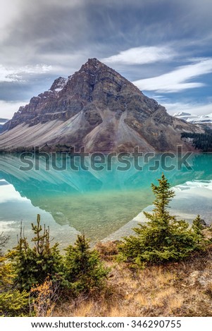 Similar – Image, Stock Photo Bow Lake Panorama at the Icefield Parkway in Banff National Park