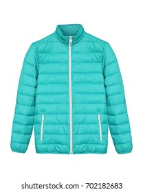 Turquoise Sea Color Men Sport Ski Winter Down Jacket Isolated White