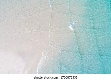 Turquoise Sea Water White Sand Beach Serenity Scene Summer Vacation Aerial View