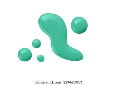 Turquoise swatch of gel nail polish isolated on white background. Smear of nail polish for design.