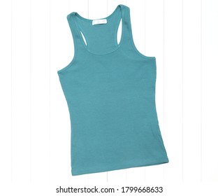 Turquoise tank top on white background - tank top mockup  