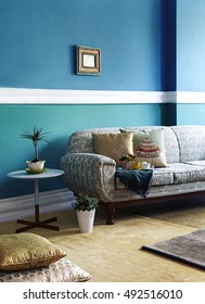 Turquoise Wall Living Room
