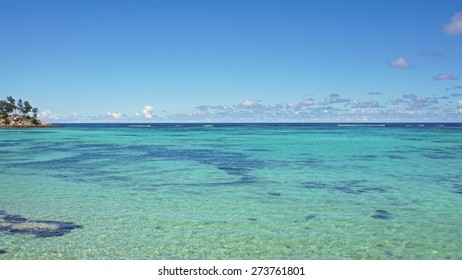 turquoise water of indian ocean on mahes coast