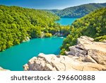 Turquoise water of Plitvice lakes national park in Croatia