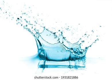 Turquoise Water Splash, Isolated On White