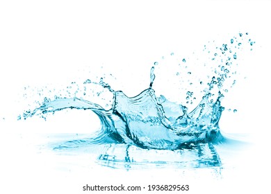 Turquoise Water Splash, Isolated On White