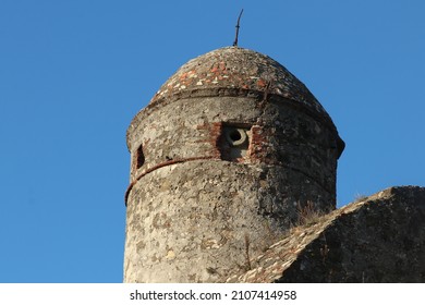 Turret of medieval Italian fortress, called "Fortezza di Castruccio Castracani".