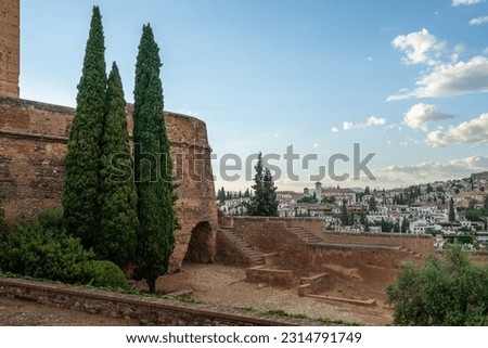 Turret Tower (Torre del Cubo) at Alcazaba area of Alhambra fortress - Granada, Andalusia, Spain