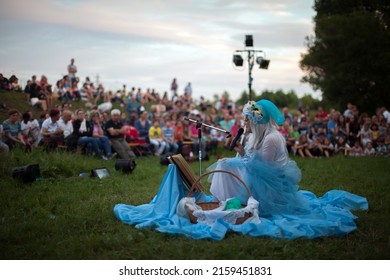 Turriaco, Gorizia, Italy - June 21, 2016: Anual Celebration Of June Solstice  Near River Soca With Dramatic Play On Open Park