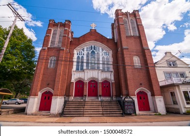 Turtle Creek, Pennsylvania, USA 8/25/2019 An old church, non denominational, on Grant Street on a sunny summer day