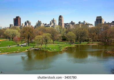 Turtle Pond And Great Lawn, Central Park, Manhattan, New York