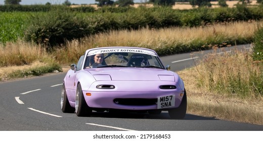 Turvey, Beds, UK - July 16th 2022. 1995 Mazda MX5 on a country road