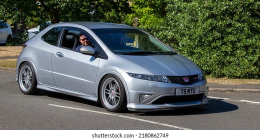 Turvey, Beds, UK - July 16th 2022. 2010 Silver 1998 Cc Honda Civic Car