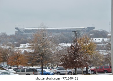 Tuscaloosa, Alabama-December 8, 2017: Bryant Denny Stadium At The University Of Alabama On Snowy Friday During High School State Championship Games.