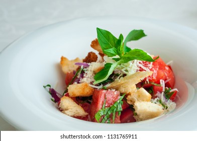 Tuscan Panzanella, traditional Italian salad with tomatoes and bread