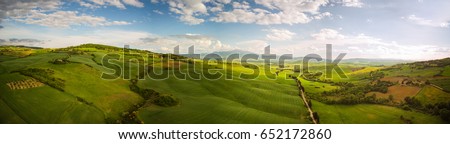 Tuscany countryside hills, stunning aerial view in spring.