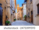 Tuscany, Italy. Street in the old town Pienza, province of Siena.