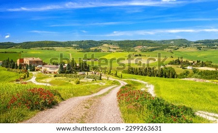Tuscany landscape at spring sunny day, Italy Foto d'archivio © 