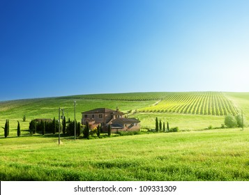 Tuscany Landscape With Typical Farm House