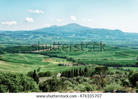 Tuscany at springtime, toned image Foto d'archivio © 