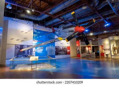 Tuskegee, Alabama -2022: Tuskegee Airmen National Historic Site. Red Tail P-51 Mustang And Other Displays About The Tuskegee Experience. 