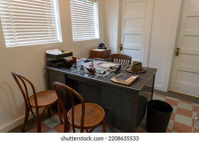 Tuskegee, Alabama -2022: Tuskegee Airmen National Historic Site. Administrative Office Staged As If WWII Training Is Underway. 
