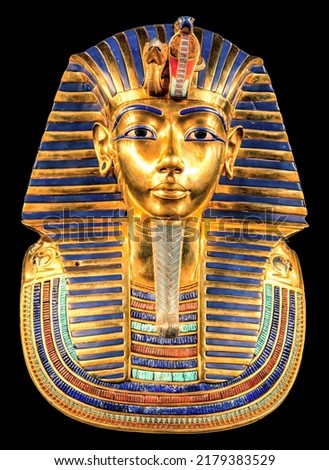 Tutankhamun's golden burial mask on black bacground. King Tut. ストックフォト © 