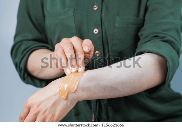 Tutorial Hair Removing Sugaring Depilation Waxing Stock Photo