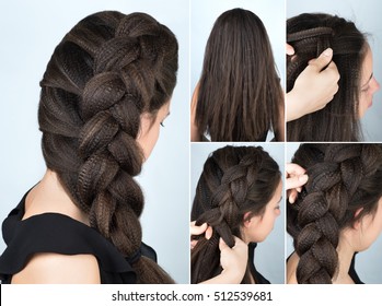 Tutorial Photo Step By Step Of Hairstyle Volume Braid To One Side For Rippled Hair  