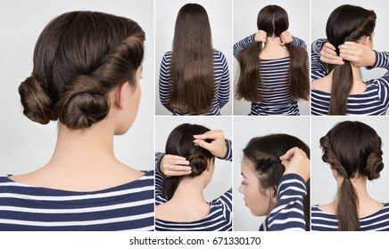 Two Buns Hair Images Stock Photos Vectors Shutterstock