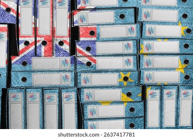 Tuvalu Flag Colors Folder Stack, Bureaucracy and Government Administration Concep