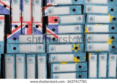 Tuvalu Flag Colors Folder Stack, Bureaucracy and Government Administration Concep