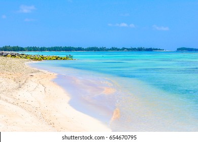 Tuvalu Island Paradise Beach Blue Lagoon On Pacific Island Sea And Ocean