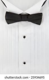 Tuxedo Shirt And Bowtie Close Up