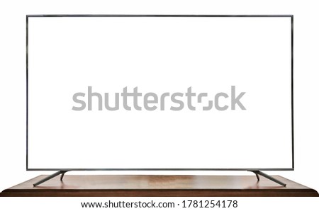 TV 4K flat screen lcd or oled, plasma realistic, White blank HD monitor mockup, Modern video panel white flatscreen on isolated white background.