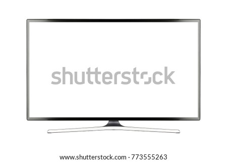 TV 4K flat screen lcd or oled, plasma realistic illustration, White blank HD monitor mockup, Modern video panel black flatscreen with clipping path
